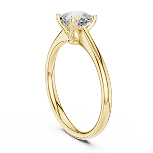 Bague de fiançailles solitaire en or jaune avec diamant de laboratoire taille coussin, sertissage classique à 4 griffes, bijoux fins pour femme - Product Image 3