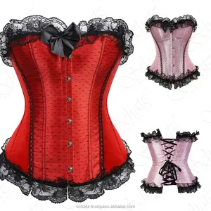 Burlesque Corsets for Women Front Buckle Gothic Bustiers Top Boned Corsets Lace Overlay Korsett Evening Party Bodyshaper