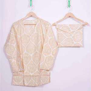 ชุดนอนผ้าฝ้ายทอลายดอกไม้สไตล์ชาติพันธุ์สำหรับผู้หญิง เอวสม็อค คอวี พิมพ์ลายด้วยมือ ระบายอากาศได้ดี น้ำหนักเบา ชุดนอนฤดูใบไม้ร่วง ปี 2026 - Product Image 1