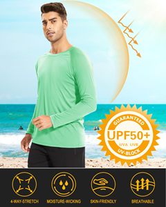 เสื้อแรชการ์ดแขนยาวสำหรับผู้ชาย ป้องกันแสงแดด UPF 50+ เสื้อผ้ากีฬา แห้งเร็ว ระบายอากาศได้ดี ผ้ายืดกระชับ 100% โพลีเอสเตอร์ สำหรับตกปลา - Product Image 3