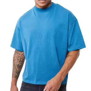 T-shirts pour hommes grande taille à col rond, 100% coton, respirants, avec logo personnalisé imprimé, t-shirt uni surdimensionné - Product Image 6