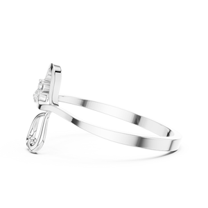 Anillo solitario de oro amarillo macizo de 14k para mujer, con diamante de corte redondo minimalista en forma de hoja, para compromiso, aniversario, regalo de boda - Product Image 5