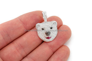 Colgante de Cabeza de Oso Polar Personalizado, Joyería Fina de Moda Hip-Hop, Plata 925, Corte Brillante Natural, Chapado en Oro Blanco - Product Image 3