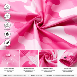 Custom Pink Camo Long Hooded Waterproof <b>Rain</b> <b>Jacket</b> Windproof Breathable Outdoor Raincoat for Women Hiking Fishing Camping OEM - Product Image 5