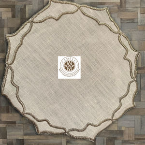 Linen cocktail napkin with flowing golden leaf <b>edges</b>, adding a warm, elegant highlight to table settings. - Product Image 5