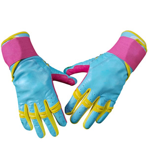 Gants de frappe en cuir rose et bleu, ambidextres, fermeture auto-agrippante, support de poignet durable, entraînement, unisexe, adultes, taille XL - Product Image 2