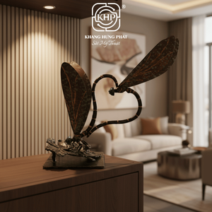 Sculpture d'art en fer forgé 100 % artisanale en forme de libellule pour la décoration de la maison et du jardin, cadeau Feng Shui, artisanat métallique du Vietnam - Product Image 4