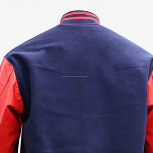 Comprar Varsity chaqueta de estilo informal de talla grande a prueba de viento cuerpo de lana mangas de cuero real Letterman chaqueta - Product Image 4