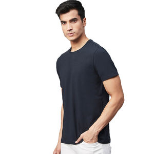 T-shirt en coton uni pour homme, coupe classique, col rond, manches courtes, vêtement décontracté, tissu jersey respirant - Product Image 5