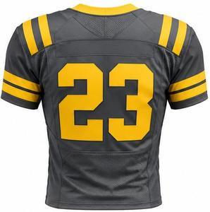 Camiseta de Fútbol Americano Amarilla Personalizada con Cuello en V, 23, Poliéster Transpirable, Impresión por Transferencia de Calor, Uniforme Unisex para Adultos - Product Image 2