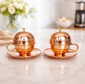 Elegant Hammered Copper Tea Coffee Cup and Saucer <b>Set</b> Handmade Luxury <b>Mug</b> for Cafe Serving and Home Decor - Product Image 5