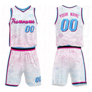 Conjuntos de Uniformes de Baloncesto de Color Blanco, Camisetas Impresas Transpirables, de Secado Rápido y Cómodas, con Impresión por Sublimación - Product Image 1