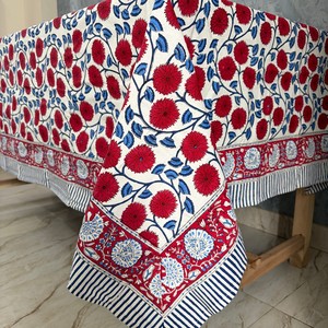 Handcrafted Block Printed 100% Cotton <b>Tablecloth</b> Sustainable Elegant Wedding Dining Premium Quality Table Cover Home Decor - Product Image 4