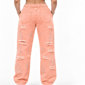 Pantalones Deportivos para Mujer con Corte Holgado, Cintura Elástica, Detalles Desgastados, Diseño de Longitud Completa, Moda Casual y Hechos a Medida - Product Image 2