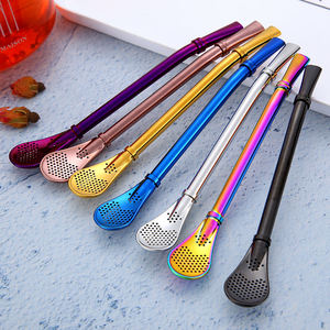 หลอดดูดเยอร์บา มาเต้ คุณภาพสูง ใช้ซ้ำได้ สีสันสดใส ทำจากสแตนเลส พร้อมช้อนกรองในตัว - Product Image 4