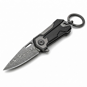 Navaja de Damasco Hecha a Mano, Cuchillo Plegable Compacto Premium, Herramienta Utilitaria Pequeña de Bolsillo, Accesorio Portátil para Uso Diario - Product Image 4