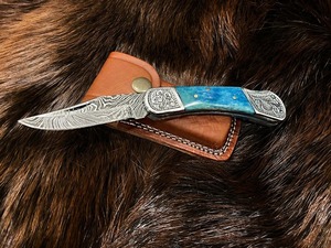 Navaja Plegable Personalizada OEM con Mango Azul, Cuchillo Utilitario EDC con Bloqueo Lineal para Acampar al Aire Libre y Uso Diario - Product Image 2