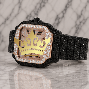 Custom Logo Full Stone Setting Watch Black Crystal Bracelet Premium Wristwatch - Product Image 3