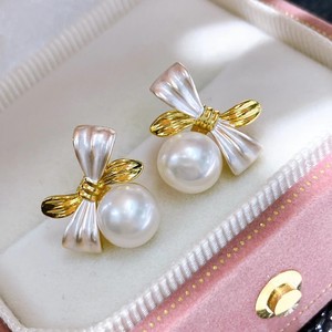Pendientes Versátiles de Perlas de Agua Dulce, Nuevos, Blancos, con Lazo Simple, Elegantes y Modernos - Product Image 3