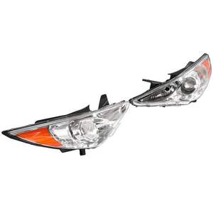 Faros Delanteros LED para Hyundai Sonata 2011-2014, Carcasa Cromada con Proyector de Esquina Ámbar, Izquierdo y Derecho - Product Image 1