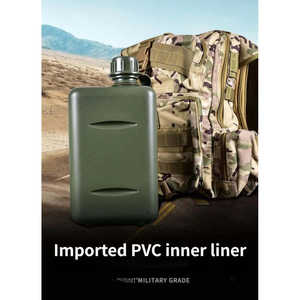 Botella de Agua Táctica de Supervivencia para Exteriores, Cantimplora de 1 Litro de Plástico con Taza de Aluminio y Bolsa - Product Image 2
