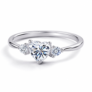 Anillo de Boda de Lujo para Mujer, Plata de Ley 925, con Tres Piedras de Moissanita en Forma de Corazón - Product Image 1