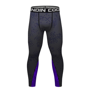 COR Men's Compression <b>Pants</b> Sublimation Print Purple Side Stripe Quick Dry Lightweight Sporty Elastic Waist - Product Image 1