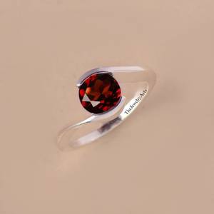 Anillo de Plata de Ley 925 con Granate Rojo, Hecho a Mano, con Piedra Preciosa, Anillo de Boda, Piedra de Nacimiento de Enero, Joyería Fina para Mujer - Product Image 2