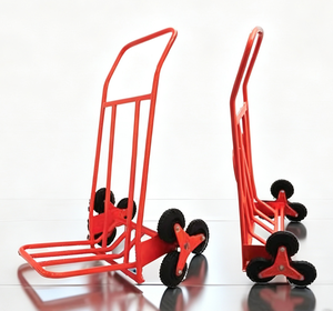 Red <b>Foldable</b> Steel Hand Cart With Four Wheels Platform <b>Trolley</b> For Industrial Storage Usage - Product Image 1