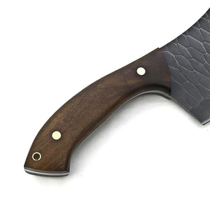 Couteau à viande forgé à la main sur mesure, en acier à haute teneur en carbone, couteau de boucher avec manche en bois de rose et étui en cuir, OEM ODM - Product Image 3