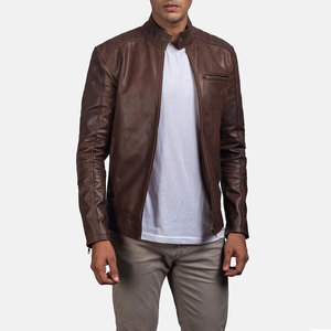 Men's Genuine Cowhide Leather Biker Motorcycle <b>Jacket</b> Custom Logo Zipper <b>Waterproof</b> Breathable Wholesale High Quality <b>Winter</b> - Product Image 1