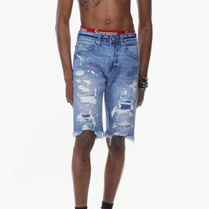 New Style Breathable Printed <b>Men's</b> Casual Denim Shorts Top Quality Custom Logo Design <b>Men</b> Denim Shorts - Product Image 3