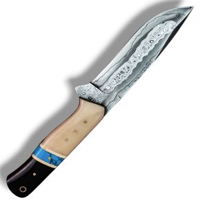 Couteaux de chasse en acier Damas cuivré, couteaux à lame fixe haut de gamme pour le camping en plein air, avec motif décoratif fait main - Product Image 3