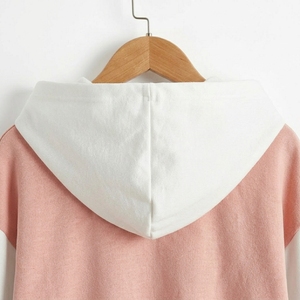 Women's <b>Cropped</b> Hooded Color Block <b>Zip</b>-<b>Up</b> Sweatshirt Cotton Bamboo Fiber Knitted Casual Spring Short Length Full Sleeve - Product Image 3