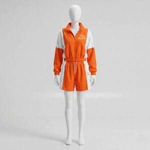 Custom Logo Women Tracksuit Set 2 Piece Sportswear <b>Zip</b> <b>Up</b> <b>Jacket</b> and Shorts Fitness Gym Outfit high quality men's tracksuits - Product Image 3