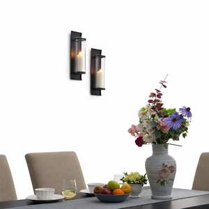 Ensemble de appliques murales contemporaines en métal noir et verre, design cylindrique haut fermé, fixation sécurisée, éclat chaleureux et élégant - Product Image 2