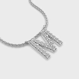 Pendentif en moissanite plaqué rhodium en forme de M, breloque lettre, taille brillant rond, bijoux hip-hop unisexe pour cadeau, fête, mariage - Product Image 2
