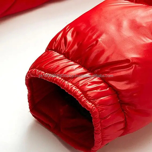 Blouson matelassé rouge à capuche pour homme – Manteau d'hiver imperméable et coupe-vent décontracté avec fermeture éclair – Vêtement d'extérieur épais et chaud - Product Image 5
