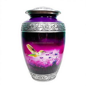 โกศอลูมิเนียมสำหรับมนุษย์และสัตว์เลี้ยงขี้เถ้านกแกะสลักและโกศโลหะขนาดใหญ่สำหรับผู้ใหญ่ - Product Image 1