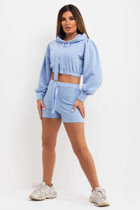 Ensemble de survêtement court pour femme personnalisé par le fabricant, noir, 2 pièces, sweat à capuche et pantalon de jogging - Product Image 2