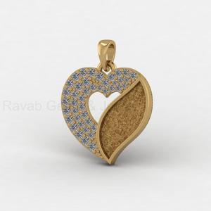 Solid 925 Silver 23mm Blank Bezel Heart Shape 18K Gold Pendant With Pave CZ Setting For Necklace Making Keepsake DIY Jewelry - Product Image 1