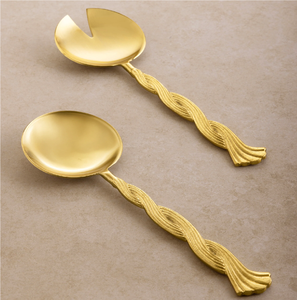 Ensemble de cuillères à salade en laiton antique, design feuille, pour la maison et les restaurants, essoreuse à salade manuelle, accessoire pour servir la salade - Product Image 2