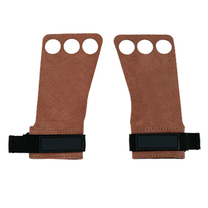Agarraderas de Cuero Marrón Ajustables para Levantamiento de Pesas con Soporte para Muñeca, Correas de Gimnasio de 3 Dedos, Agarraderas para Entrenamiento de Fuerza - Product Image 4