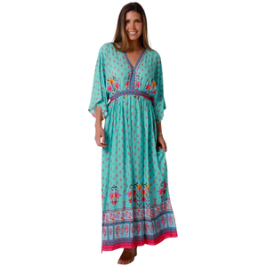 Vestido Maxi Elegante para Mujer, Vestido Estampado de Manga Corta - Product Image 4