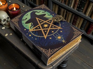 Herb Heritage Witchcraft Gothic Magic Leather Journal | Blank Spell <b>Book</b> & <b>Pagan</b> Wiccan Notebook | Handmade Blue Grimoire Gift - Product Image 1