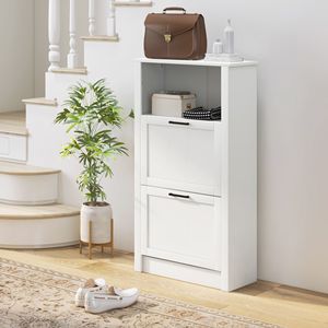 Freestanding Shoe Cabinet with 2 Flip Drawers and Adjustable Shelves <b>Open</b> Compartment Entryway Hallway Shoe Racks <b>Storage</b> - Product Image 2