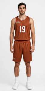 Ensemble de maillot et short de basket-ball pour femmes PAPA PRIME, rayé rouge, respirant, en polyester, service OEM personnalisé pour adultes - Product Image 2