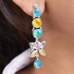 Oxidized <b>Silver</b> Brass <b>Long</b> Dangle Bell Drop <b>Earrings</b> | Wedding Statement for Women | Wholesale Bulk Factory Direct Manufacturer - Product Image 3