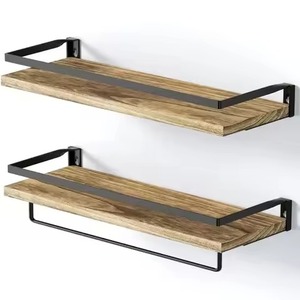 Nuevo Juego de Estantes Flotantes de Pared, Estante de Almacenamiento con Marco de Metal Rectangular de Madera para Decoración de Sala de Estar, Estante de Pared - Product Image 5