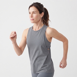 Top Deportivo Corto para Mujer, Ajustado, Sin Mangas, Gris, con Abertura en el Hombro, para Gimnasio, Fitness, Ejercicio y Deportes - Product Image 3
